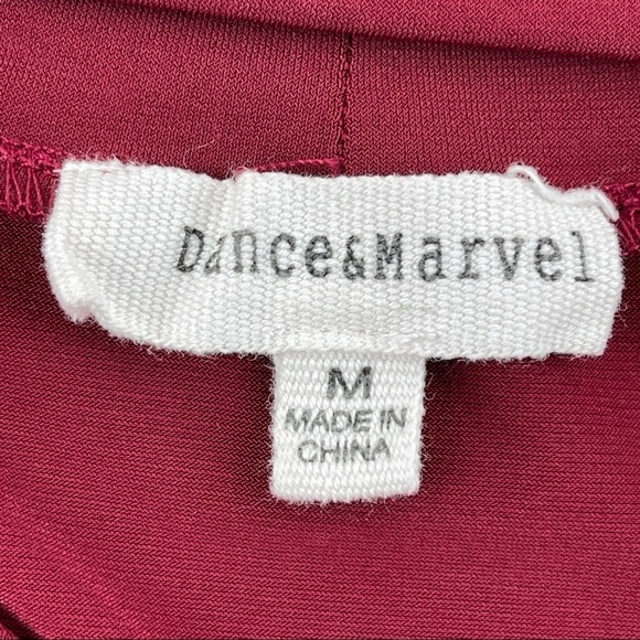 Dance & Marvel Bodysuit Womens Medium Red Keyhole Long Sleeve - Picture 2 of 7